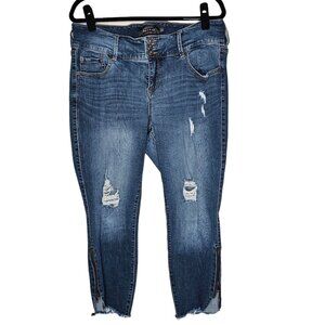 Torrid 16S Short Stiletto Jeggings Medium Wash Distressed High Rise 3 Button
